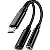 AMPLE Adattatore e caricabatterie da USB C a 3,5 mm, per Samsung Galaxy A17/A56/A36/A26/A16/A15/A35/A25/A55/A14/A34/A54 5G USB tipo C a jack audio AUX, ricarica da USB C a AUX Mic per cavo auricolari