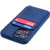 Dockem Custodia a Portafoglio per iPhone 13 Pro con Guscio in Silicone Liquido, Piastra Metallica Incorporata per Montaggio Magnetico e 2 Tasche Porta Carte, Pelle (Exec M2T 6,1 pollici Pro, Blu Navy)