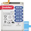 MOBILEX Batteria EB-BA546ABY per Samsung Galaxy A25 5G / A34 5G / A35 5G / A54 5G / A55 5G | 5000mAh - OEM | Ricambio interno con adesivo | Capacità originale