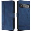 Bravoday Cover per Google Pixel 6 PRO, Flip Custodia in Pelle PU Portafoglio Custodia per Google Pixel 6 PRO, con Slot per Schede, Blu