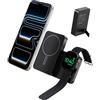 KU XIU K1ULTRA Qi2.2 25W Power Bank 10000mAh, Magnetico 3 in 1 Pieghevole Caricatore Portatile Ricarica Rapida, 30W USB-C Ricarica per iPhone 17/16, per iWatch, per Airpods, Nero
