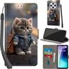 Haninsuze Cover per Xiaomi Redmi 14C / Poco C75 Custodia Cover Pelle Libro Portafoglio con Porta Carte Magnetica Protezione Antiurto Cuoio Flip Case Custodia, Gatto