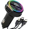 7JI Caricatore Auto Accendisigari,12V Caricabatterie Veloce PD 30W,Caricabatterie Auto USB 3.1A,Tre Cavo e 3 Porte Ricarica Rapida con Voltmetro LED,Compatibile con iPhone,Samsung,Huawei,Xiaomi,Tablet