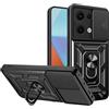 ESTH® Cover per Xiaomi Redmi Note 13 Pro 5G/Xiaomi Poco X6 5G con Custodia per Fotocamera Scorrevole e Supporto ad Anello [Custodia Paraurti Compatibile con Supporto Magnetico per Auto], Nero