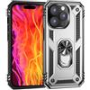 NALIA Custodia Antiurto per iPhone 15 Pro Max - Anello 360° & Compatibile Supporto Magnetico - RINGDEFEND (Cover Militare) - Marchio Tedesco, Colore:Argento