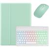 kaidisen Custodia con tastiera retroilluminata per iPad A16 11 2025/iPad 10a generazione 2022 11 custodia con mouse e tastiera retroilluminata staccabile, verde menta+bianco