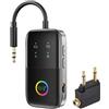 Queemie Ricevitore Trasmettitore Bluetooth per TV/Aereo, Supporta 2 Cuffie con AptX Adaptive/Bassa Latenza, 3,5mm Aux Adattatore Audio Senza Fili per Home Stereo/Volo/Auto/Altoparlanti/Palestra, Plug & Play