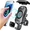 KEWIG Waterproof Motorcycle Phone Mount Qi 15W Wireless & USB C 20W Fast Chargeing Port, Automatically Lock & Quick Release Handlebar Cell Phone Holder for 4-7'' Phones
