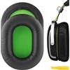 Geekria QuickFit - Cuscinetti auricolari di ricambio per cuffie stereo da gioco Razer BlackShark, colore: nero/verde