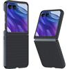 GIOPUEY Case Compatible with Motorola RAZR 60 Ultra, PU Leather + Hard PC Cover, Special Leather Texture Phone Case, Anti-Fingerprint, Anti-Scratch - Black-1