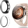 QULLOO Cover per Huawei Watch 5 42mm Morbida TPU Protettiva Custodia in Utrasottile con Pellicola Protezione Schermo per HuaWei Watch Fit 4 (Nero + Trasparente)