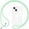 NALIA Cover con Collana per iPhone 14 Plus - Custodia Ibrida, Menta | Mani Libere, Zero Stress, Retro Cristallino, Il Tuo Tocco Di Stile, Airbag Invisibile, HANGIT PRO