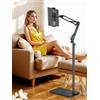 Lucky Trip Supporto da pavimento per tablet con base da 3 kg, supporto girevole regolabile in altezza, compatibile con iPad, Kindle, Galaxy Tab, telefoni cellulari