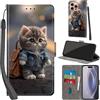 Haninsuze Cover per iPhone 16 Pro, Gatto | Pelle PU Portafoglio, Porta Carte, Magnetica, Libro, Antiurto Custodia
