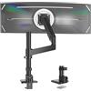 GUZHIKU Braccio Monitor Nero per Schermi Ultralargo da 17 a 60 Pollici,Supporta 20kg, Supporto Monitor a Molla a Gas Regolabile in Altezza Con Asta, Ergonomia Rotazione VESA 75x75/100x100mm