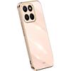 RankOne La Custodia del Telefono è Adatta per HONOR 400 Smart (4G/5G) / HONOR X7d (6.77 Inches), Case per Cellulare in Silicone con Telaio Galvanico - Rosa