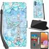 Haninsuze Cover per Samsung Galaxy A32 4G, Torre | Pelle PU Portafoglio, Porta Carte, Magnetica, Libro, Antiurto Custodia