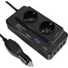 HISUEKIG 200w Inverter 12v 220v Convertitore di Alimentazione per Auto con 4 Porte USB e Doppie Prese CAil campeggio lavoro più convenienti