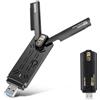 RUIZHI WiFi 7 WLAN Stick per PC, BE6500 USB WLAN Adapter PC, MLO Tri-Band 6G/5G/2.4G, Free Drive Antenna WiFi 7 Adattatore per Windows 11/10 per gaming, streaming 8K, 4K QAM, WPA3