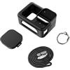 CERFFOOL Custodia protettiva in silicone per GoPro Hero 13 BLACK con copriobiettivo, corda lunga 40 cm e cordino, kit di accessori per action camera (nero)