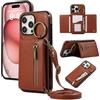YANJIEER ESONG Cover per iPhone 16 Pro Portafoglio Case con Cordino Cinturino e Ring,Custodia A Libro In Pelle Flip Cerniera,Caso per Donna Con Porta Carte,Magnetica,Supporto Caffè