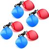 PRECORN Set di 4 occhiali 3D Clip-On 3D in rosso/blu, occhiali anaglifici 3D per portatori di occhiali, perfetti per film 3D, giochi per PC 3D, immagini 3D, video 3D (YouTube), proiezioni 3D e molto
