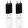 Wicked Chili 4X PRO Series Power Adapter USB Adapter Compatibile con Apple iPhone, Samsung Galaxy/Mobile Phone Charger, Smartphone Power Plug (1A, 5V) 2X Bianco / 2X Nero