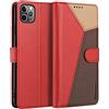 ELESNOW Cover iPhone 11Pro-5.8, Custodia in Pelle Magnetica Libro Flip Caso Portafoglio con [Kickstand] [Slot per Schede] [Chiusura Magnetica] per Apple iPhone 11 Pro (Rosso/Marrone/Cachi)