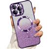 Misscase Custodia Magnetica compatibile con iPhone 16 Pro,Phone Glitter Cover compatibile con MagSafe,con Protezione dell'obiettivo Della Fotocamera,Resistente agli urti Antigraffi Viola