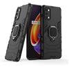MaiJin Compatibile con OPPO Realme 7 Pro Cover, Custodia Armor Anello Cavalletto (Funziona con il Supporto Magnetico per Auto) Case Paraurti (Nero)