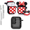 LEWOTE Custodia protettiva 3 in 1 compatibile con Apple AirPods (2a/1a generazione) custodia protettiva divertente con kit di pulizia e portachiavi (Minnie)