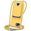 FMPCUON Cordino per Cellulare per iPhone 16E con Porta Carte con Collana Regolabile Tracolla Silicone Liquido Case Custodia Cover,Giallo
