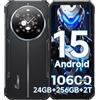 FOSSiBOT F109S -24GB+256GB/2TB Telefono Cellulare Android 15, Doppio schermo, 6,745'' FHD Rugged smartphone, Batteria 10600 mAh/18W, 50MP AI Fotocamera, 4G Dual SIM/IP68/IP69K/NFC