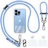AULEEP Cordino Antifurto per Cellulare, 2 * Cordino per Telefono da Collo Regolabile Tracolla in Nylon Cinturino da Polso con 2 * Toppa per Cordino Cellulare Compatibile con Tutti Gli Smartphone (Blu)