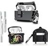 LEWOTE Custodia protettiva 3 in 1 compatibile con Apple AirPods Pro (2a/1a generazione) con kit di pulizia e portachiavi (borsa squalo, nero)