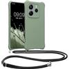 kwmobile Custodia Compatibile con Xiaomi Redmi Note 14 5G (Non 4G) Cover - Back Case in Silicone TPU - Protezione Smartphone con Cordino - verde grigio
