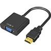 Yoezuo Adattatore HDMI a VGA, HDMI-VGA Placcato in Oro (da Maschio a Femmina) per Computer, Desktop, PC, Laptop, Monitor, Proiettore, HDTV, Chromebook, Raspberry Pi, Nero