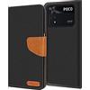 Verco Xiaomi Poco M4 Pro Custodia per Cellulare, Caso Tessuto per Poco M4 Pro 4G Cover Tessilo Portafoglio Case, Nero