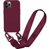 MBSLFY Cover Cordino per iPhone 15 Pro Max Custodia con tracolla, Regolabile Cellulare con Collana TPU Corda Silicone con Practical Stylish Custodia telefono - Rosso