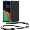kwmobile Custodia Compatibile con OnePlus 6 Cover - Back Case in Silicone TPU - Protezione Smartphone con Cordino - nero/trasparente