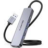 LENTION Hub USB 3.0, 4 Porte USB 3.0 Dati & Porta Alimentazione tipo C, Adattatore Multiporta con Cavo Lungo 0.6M, per PC Windows, MacBook, Laptop, Desktop, Altri con Porta USB-A 3.0 (HE32-0.6M)