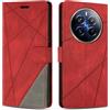SONWO Cover per Realme 12 PRO / PRO Plus, Flip Caso in PU Pelle con Slot per Schede e Supporto Stand, Rosso