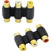 zdyCGTime (2PACK) -3-rca Jacks to 3-rca Jacks Coupler, femmina a femmina RCA adattatore bianco/rosso/giallo.
