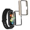 kwmobile 2x Custodia Rigida Smartwatch Compatibile con HONOR Band 7 / Band 6 / Huawei Band 7 / Band 6 Cover - Case Vetro Temperato Orologio Fitness - trasparente/beige