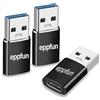 eppfun Adattatore USB C a USB,Tipo C Femmina A Maschio Connettore Cavo Caricatore Compatibile con iPad iPhone/16/15/Galaxy serie, 3 Pezzi