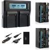 Blumax 2 batterie compatibili con Sony NP-F750 4000 mAh + doppio caricatore | compatibile con Sony NP-F570 NP-F550 NP-F970 | flash luci video monitor
