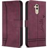 Bravoday Cover per Huawei Mate 20 Lite, Flip Custodia in Pelle PU Portafoglio Custodia per Huawei Mate 20 Lite, con Slot per Schede, Vino Rosso