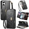 Fertuo Cover per iPhone 17, Fiori Custodia a Libro Portafoglio Antiurto in Pelle PU Flip Case Interna Silicone con Porta Carte, Supporto, Chiusura Magnetica e Cinturino, Nero