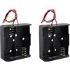 HALJIA 2PCS Custodia Portabatteria 2 x 1,5 V C, Scatola Portabatteria in Plastica da 3 V con Cavo, Scatola Batteria a 2 Slot Nera