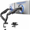 VIVO STAND-V002O - Supporto da scrivania per monitor a doppio braccio, regolabile in altezza, inclinabile, girevole, contrappeso, staffa VESA per la maggior parte degli schermi fino a 32, classico